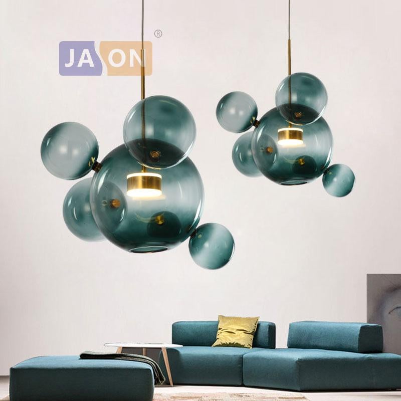 LED Nordic Iron Glass Mickey Gradual Blue LED Lamp LED Light.Pendant Lights.Pendant Lamp.Pendant light For Dinning Room Foyer