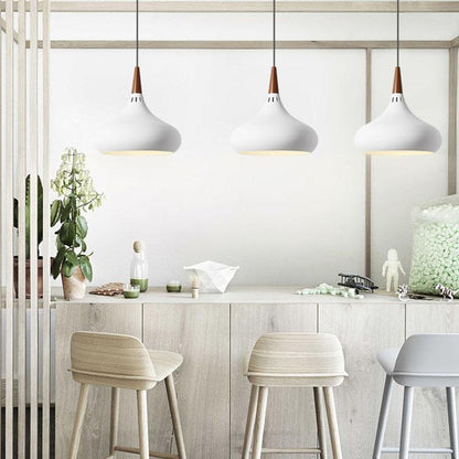 Nordic Single-headed Wooden Dining Chandelier Personality Creativity Macaroon Color Balcony Hollow Chandelier