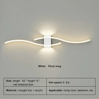 Modern LED Strip Wall Lamp Double Curve Remote Control Light Bedside Decor Black Gold Wall Sconces Living Room Bedroom