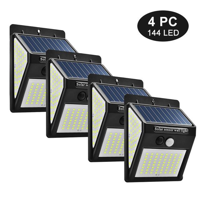 100/144 LED Outdoor Solar Wall Lamp PIR Motion Sensor Waterproof Light Garden Path Emergency Security Light 3 Sided Luminous