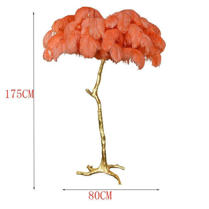 Nordic Luxury Ostrich Feather LED Floor Lamp Copper Brass/Resin Floor Light Art Deco Floor Lamps for Living Room Standing Light