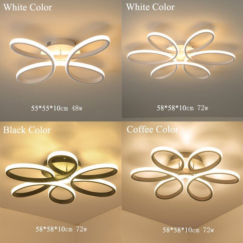 Remote Control Ceiling Lights For Living Room Bedroom  White Balck Body Color Home Deco Lamp Home Lighting Fixture