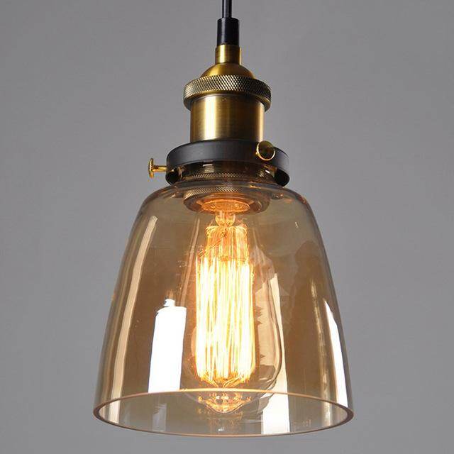 Vintage Glass Pendant Lights Loft Hang Lamp Smoky Grey Hanging Light