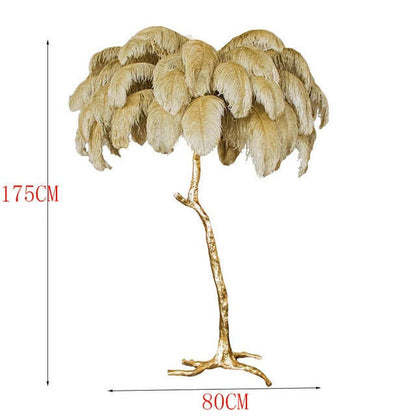 Nordic Luxury Ostrich Feather LED Floor Lamp Copper Brass/Resin Floor Light Art Deco Floor Lamps for Living Room Standing Light