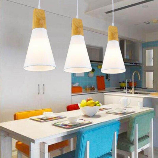 Modern Lights Pendant , Natural Wooden Pendant Lamp Lighting Fixture For Cafe Bar Living Room Kitchen Island Lamp