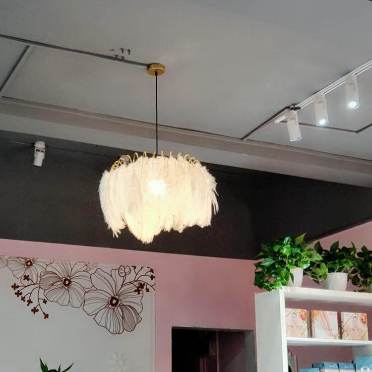 Feather Lamp Modern Nordic  Fairy Feather Chandelier Lamp Loft Pendant Lamp Lights Living Suspension Lighting Fixtures