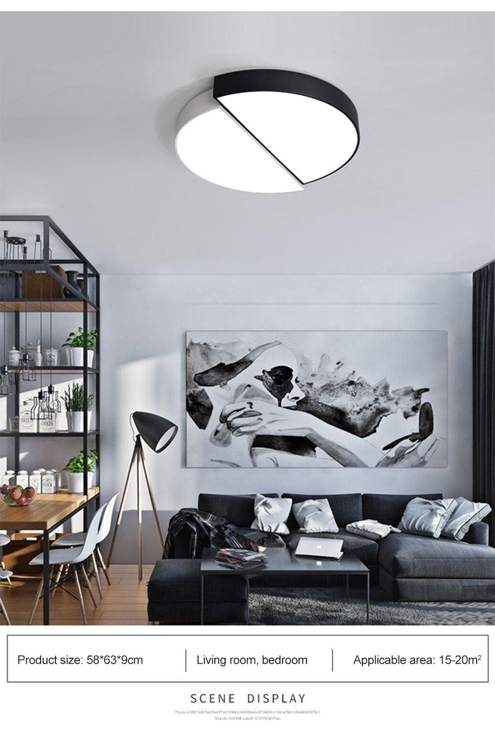 Led Round Ceiling Light Lamp Black White Combination Modern Minimalist Living Room Lamps Warm Romantic Bedroom 32cm 42cm 82cm