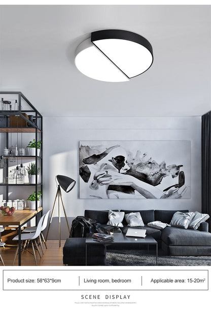 Led Round Ceiling Light Lamp Black White Combination Modern Minimalist Living Room Lamps Warm Romantic Bedroom 32cm 42cm 82cm