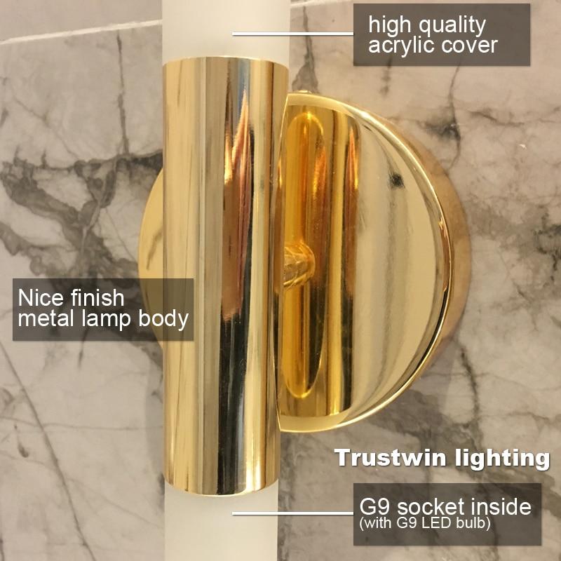 Modern metal tube pipe up down LED wall lamp light sconce Bedroom foyer washroom living room toilet bathroom wall light lamp LED