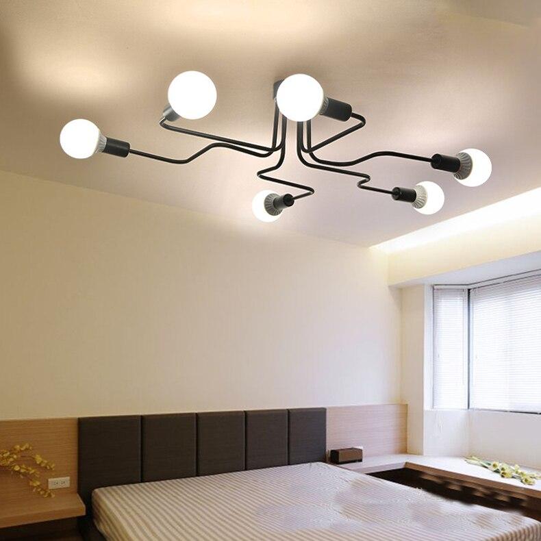 LED Pendant Lights Modern Pendant Lamps Hanging Vintage Multiple Rod Wrought Iron Lighting Ceilin Fixtures E27 Bulb Living Room