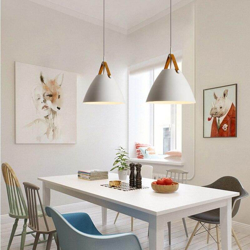 Nordic Simple Black White Pendant Light E27 LED Modern Hanging Lamp For Bedroom Living Room Hotel Restaurant Cafe Dining Room