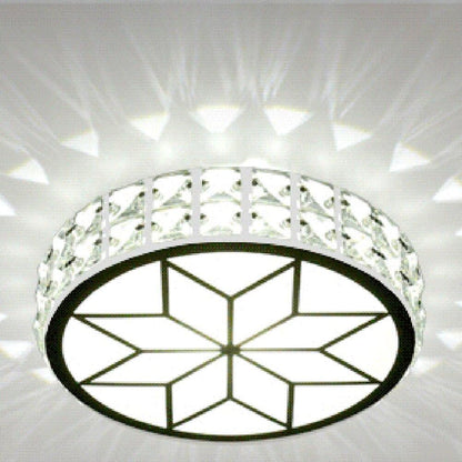 Modern Metal Crystal Ceiling Lamp For Hallway Dinning Room 6W/12W Glass Lampshade Round Aisle Lighting