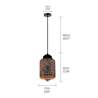 Modern 3D Colorful Romantic Starry Sky Hanging Glass Shade Pendant Lamp Lights Fixture E27 For Bedroom Restaurant Living Room