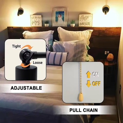 Simple Wall Lamp 180 Degree with Switch Adjustable Metal Wall Light Bedroom Loft Aisle Stairs Kitchen Lights