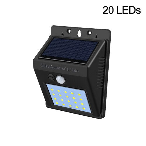 100 LEDs Outdoor Solar Wall Lamp PIR Motion Sensor Solar Porch Lights IP65 Sunlight Powered  For Street Fence Garden Security