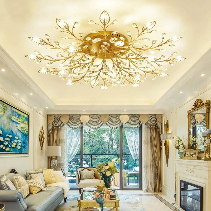 Modern Ceiling Light For Living Room Led Crystal Ceiling Lamp Bedroom Crystal Lamps Dining Gold Loft Lighting Crystal Fixtures