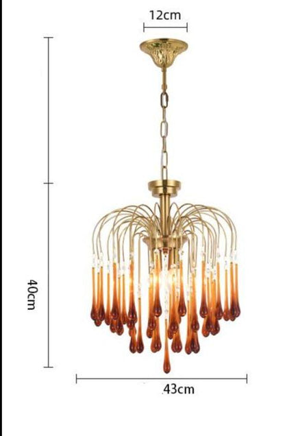 Retro Water Drop French Light Luxury Living Room Bedroom American Glass Chandelier