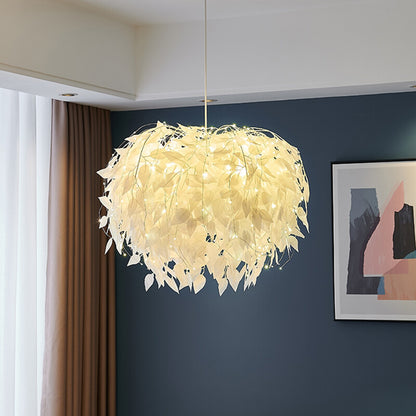 White Leaves Warm LED Light Atring Bedroom Restaurant Guest art Atmosphere Pendant Light Modern Studio Gallery Lighting Fixture