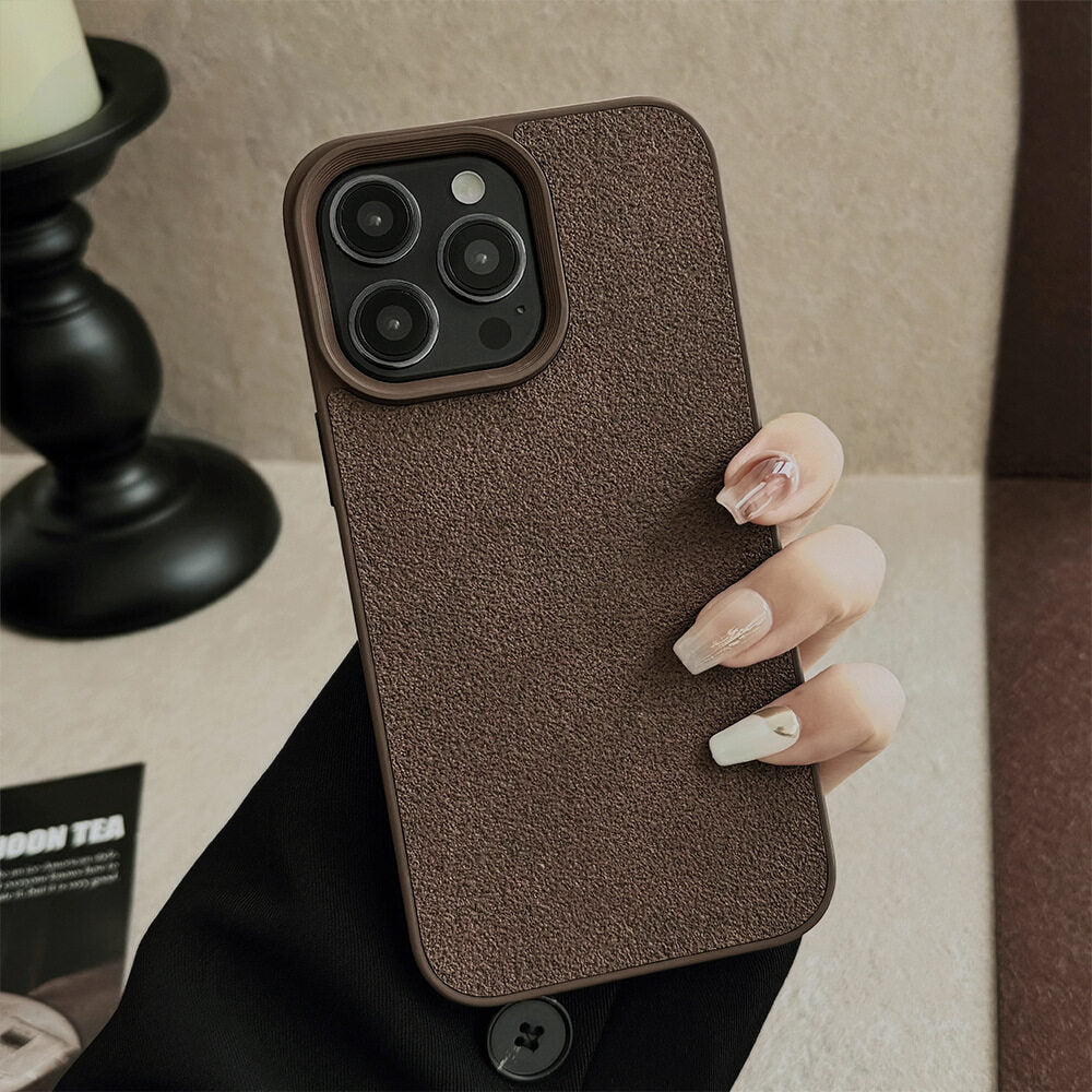 Luxury Business Solid Colors Leather Texture Phone Case For iPhone 16 15 Plus 14 13 12 11 Pro Max Shockproof Protective Cover