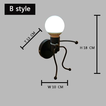 Iron Led Wall Lamp American Creative Wall Lights Metal Cartoon Robot Sconce Wall Light bedroom Children room Luminaire