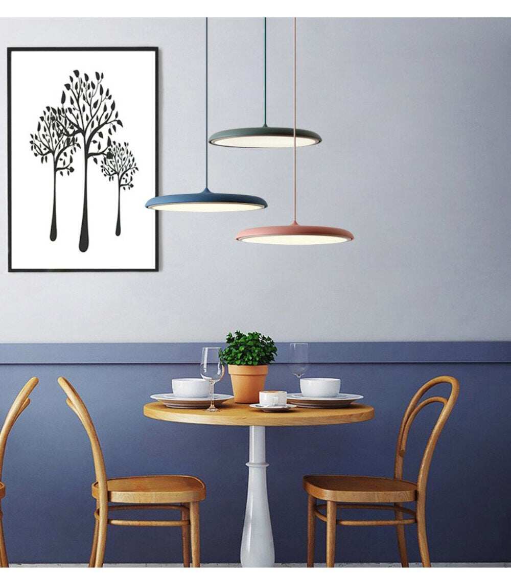 Modern Art Design LED Pendant Light UFO Round Plate Suspension Lamp For Dining Room Living Room Bedroom Table Study Hanging Lamp