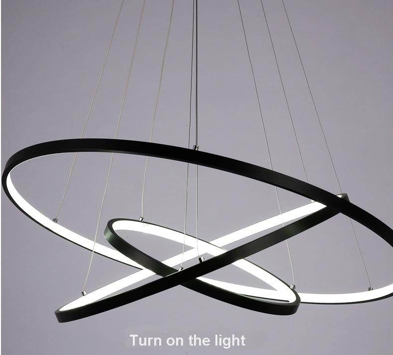 60CM 80CM 100CM Modern Pendant Lights For Living Room Dining Room Circle Rings Acrylic Aluminum Body LED Ceiling Lamp Fixtures