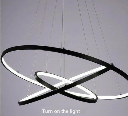 60CM 80CM 100CM Modern Pendant Lights For Living Room Dining Room Circle Rings Acrylic Aluminum Body LED Ceiling Lamp Fixtures