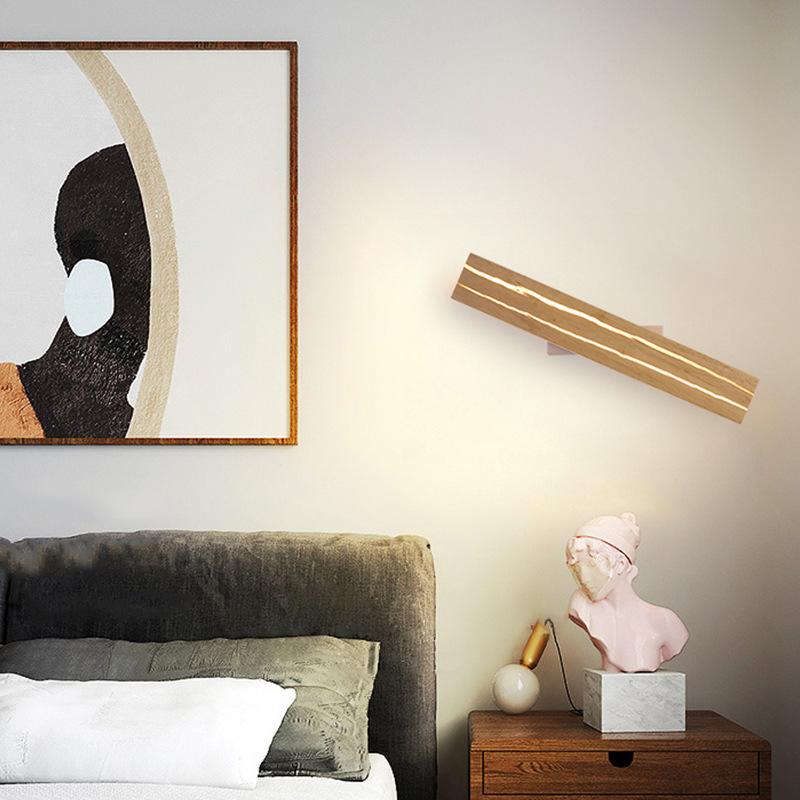 Wall Lamp Rotatable Rectangular Solid Wood Wall Lamp