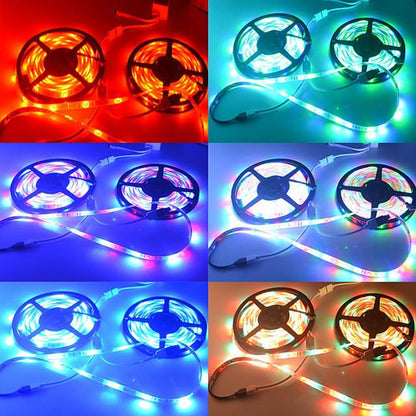 10M(2x5M) Waterproof Flexible LED Strip Lights RGB Tiktok Lights 2835 600LEDs 8mm 44Keys IR Remote Controller