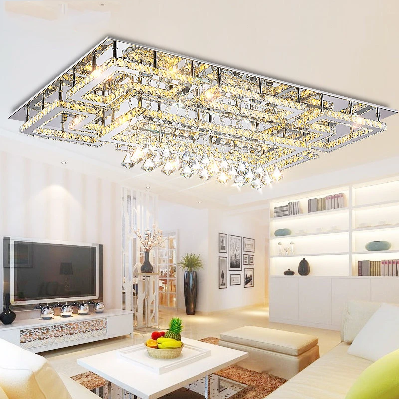 Luxury Lled Fixtures Drawing Crystal Ceiling Light Living Ceiling Lamp Modern Lighting Bedroom Led Crystal Lamp Remote Control