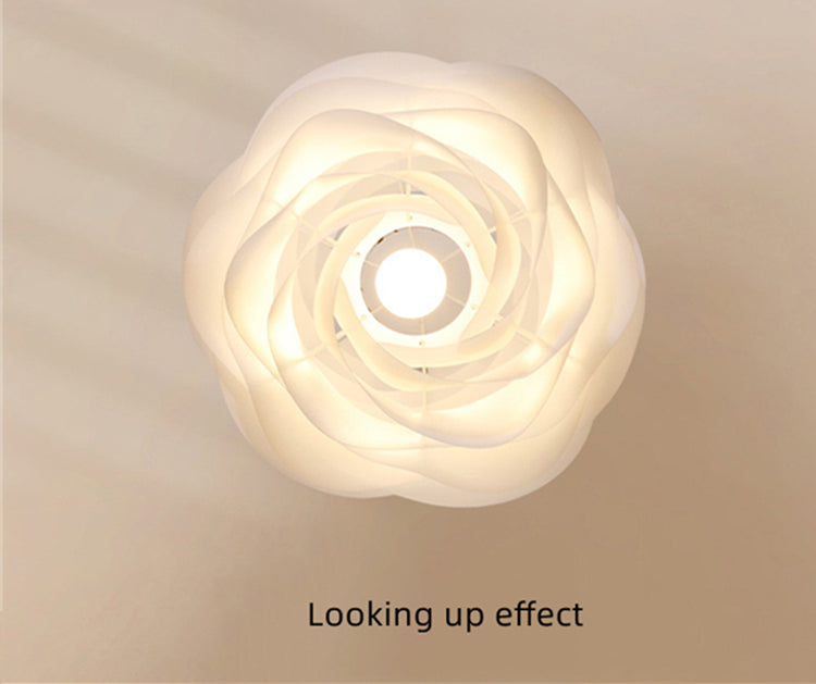Danish Designer White Rose Ceiling Pendant Light for Living Room Kitchen Island Romantic Restaurant Acrylic Petal Suspension