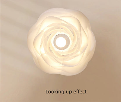 Danish Designer White Rose Ceiling Pendant Light for Living Room Kitchen Island Romantic Restaurant Acrylic Petal Suspension