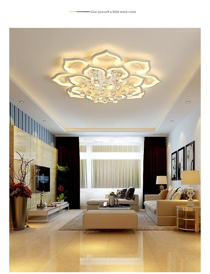 Crystal Led Acrylic Ceiling Light Dining/Living Room Bedroom Flower Crystal Luminaire Vintage Luxury Elegant Bluetooth
