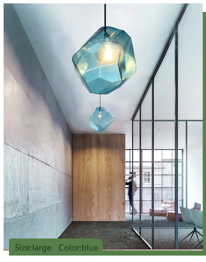 Simple Stone glass pendant light colorful indoor G4 LED lamp The restaurant dining room bar cafe shop lighting Fixture
