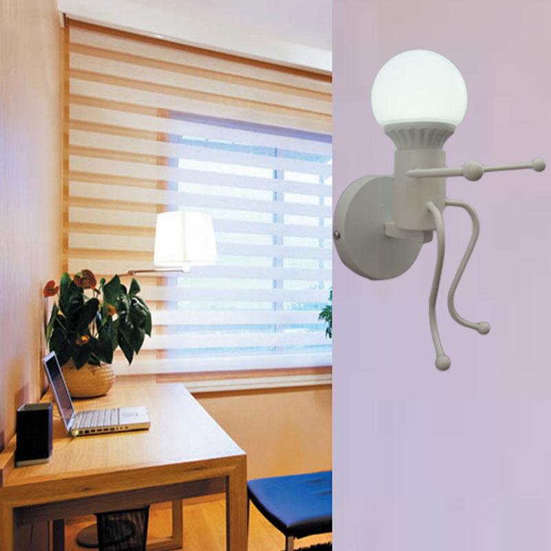 Iron Led Wall Lamp American Creative Wall Lights Metal Cartoon Robot Sconce Wall Light bedroom Children room Luminaire