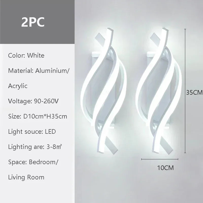 Modern LED Wall Lamp Home Decoration Line Wall Sconce Bedroom Bedside Corridor Backgroud Black White Lighting Lustre