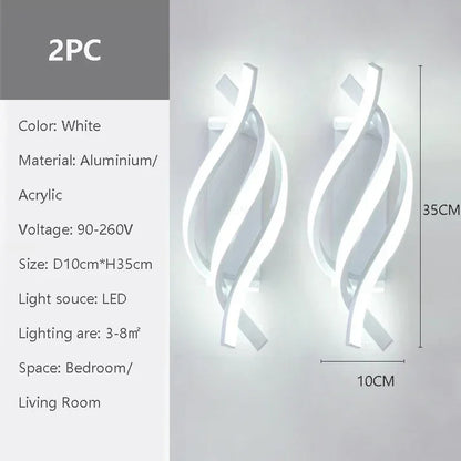 Modern LED Wall Lamp Home Decoration Line Wall Sconce Bedroom Bedside Corridor Backgroud Black White Lighting Lustre
