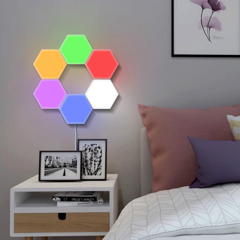 1-65 Pieces DIY Wall Lamp Touch Switch Quantum Lamp LED Hexagonal Lamps Modular Creative Decoration Wall Lampara