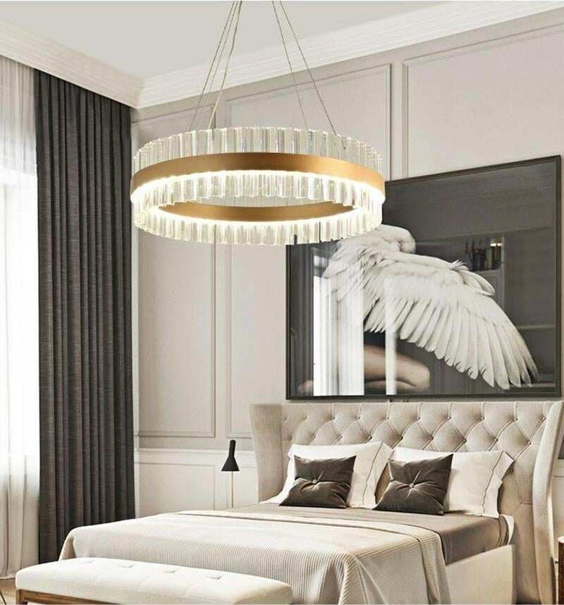 New Designer Round Modern Crystal Pendant Lights Luxury Dinning Room Hanglamp Duplex Building Hall Light Fixtures Hanging Lamp