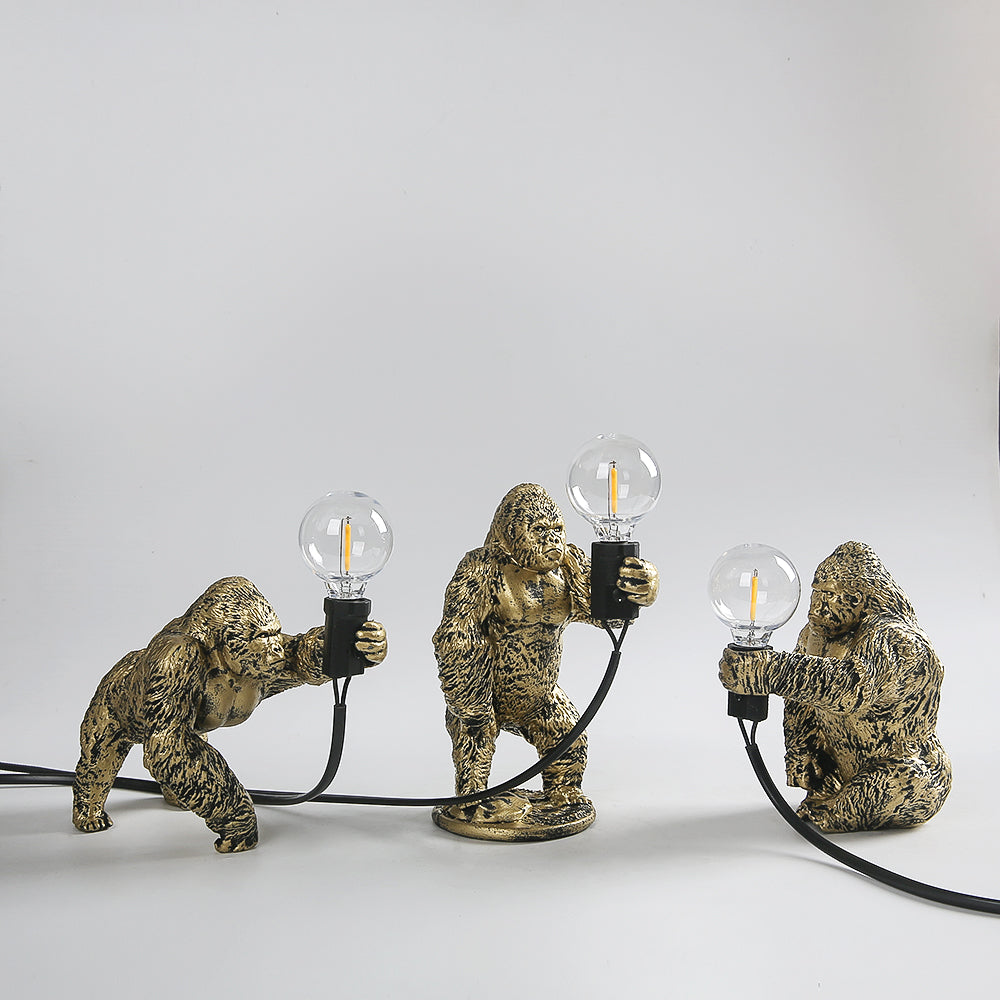 King Kong Gorilla Animal Table Lamp Indoor Resin Decoration Small Night Lamp Creative Crafts Gorilla Table Decor Lamp