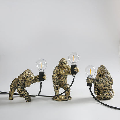 King Kong Gorilla Animal Table Lamp Indoor Resin Decoration Small Night Lamp Creative Crafts Gorilla Table Decor Lamp