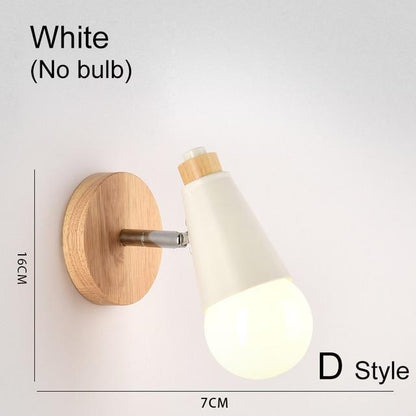 Nordic Wood Wall Lights Bedroom Beside LED Lights Black & White Modern E27 Wall Lamps LED Restaurant Bar Lighting E27 ZBD0016