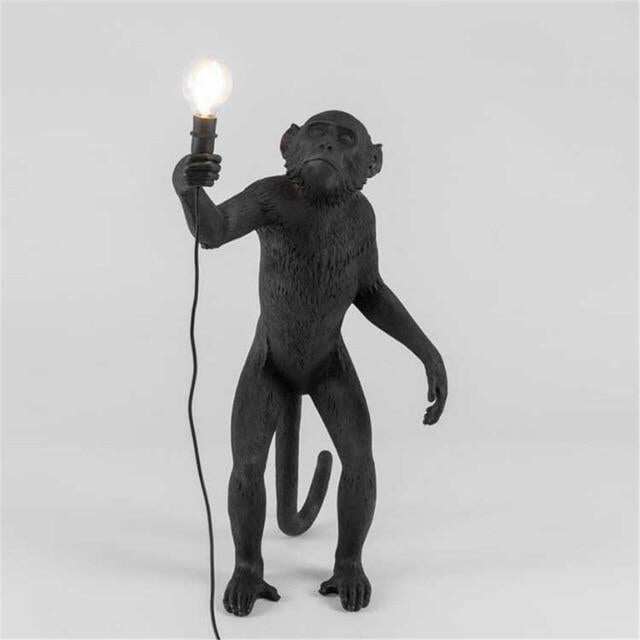 Modern Black Monkey Lamp Hemp Rope Pendant Lights American Country Resin Loft Industrial Hanging Luminaire Home Decor