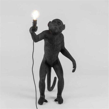 Modern Black Monkey Lamp Hemp Rope Pendant Lights American Country Resin Loft Industrial Hanging Luminaire Home Decor