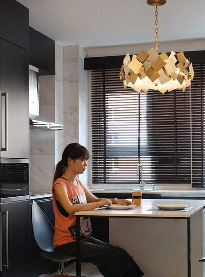 Modern Gold Stainless Steel Pendant Light Luxury Living Room Dinning Room Lustre Pendent American Simple Metal Hanging Light