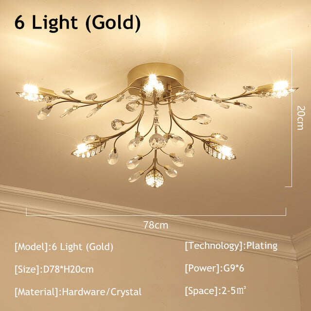 Vintage LED Ceiling Light Crystal Ceiling Lamp For Living Room Loft