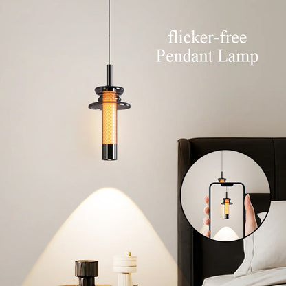 Indoor Industrial Pendant Light LED Warm Lights Glass Hanging Lamp Ironwork Vintage Art Bedside Kitchen Living Room Pendant Lamp