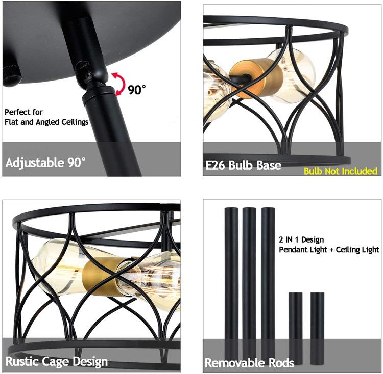 Vintage Industrial Wind Suction Top Lamp American Farmhouse Restaurant Bedroom Balcony Lamps