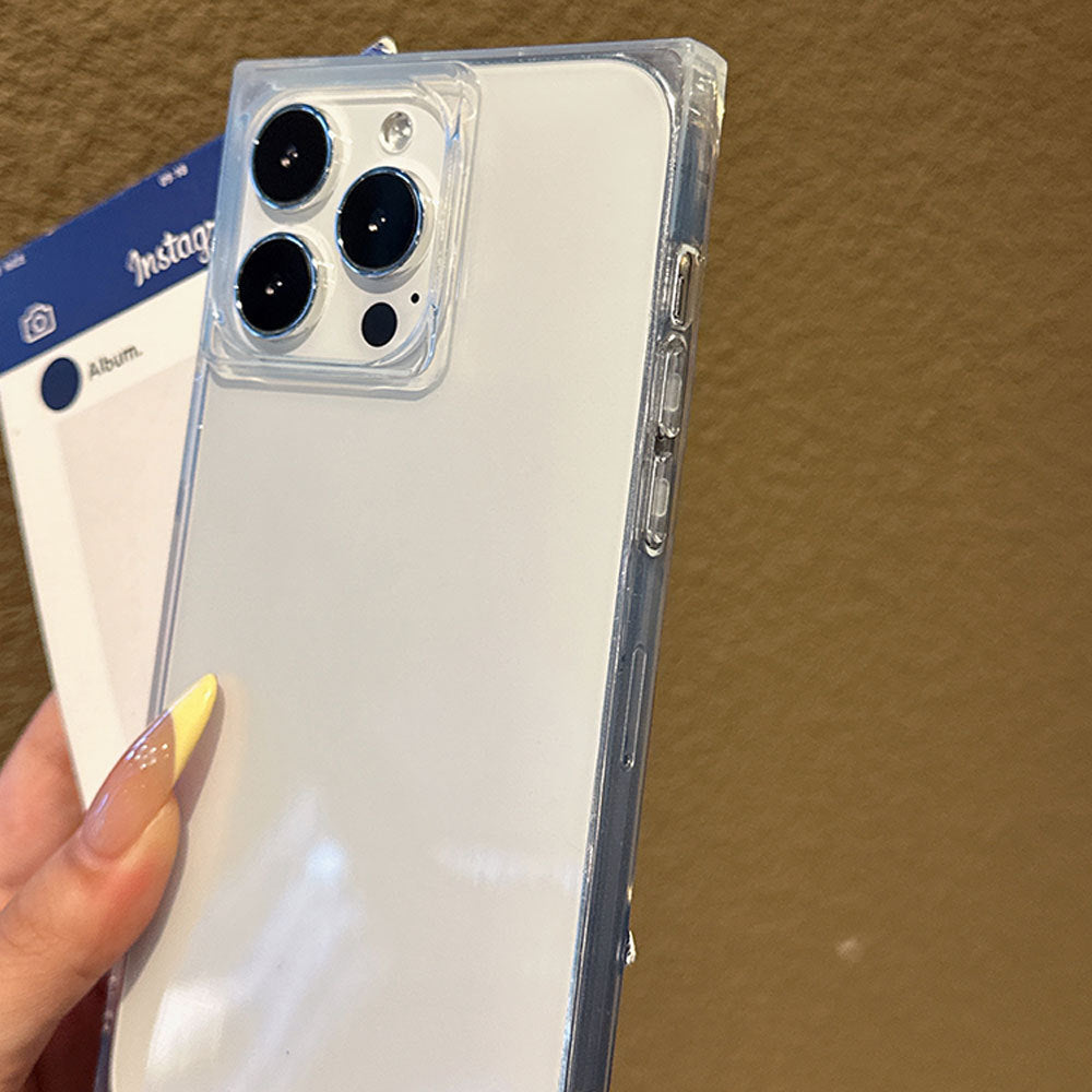 Luxury Ice Cube Square Soft Siicone Clear Case for iPhone 16 15 14 Pus 13 12 11 Pro Max Shockproof Crystal Rubber Phone Cover