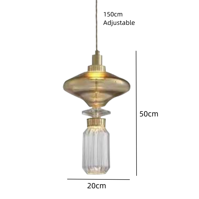 Clear Amber Glass LED Chandelier Modern Pendant Lamp Hall Parlor Restaurant Bedside Lighting Fixtures